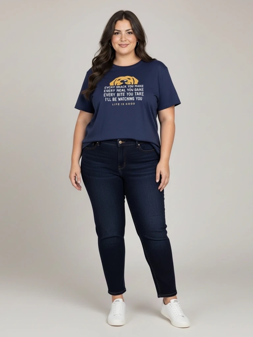 Life Is Good Women’s Large Dog Every Snack You Make Graphic Tee Navy